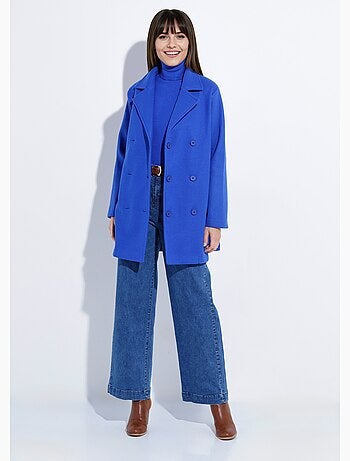 Caban long uni façon drap de laine - Afibel