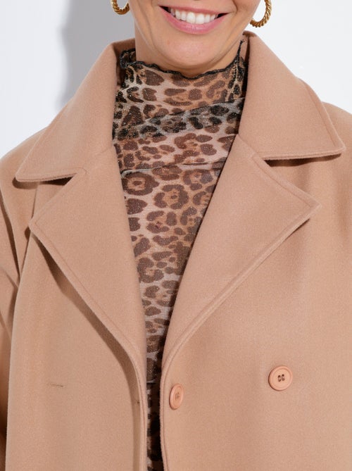 Caban long uni façon drap de laine - Afibel - Kiabi