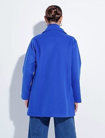 Caban long uni façon drap de laine