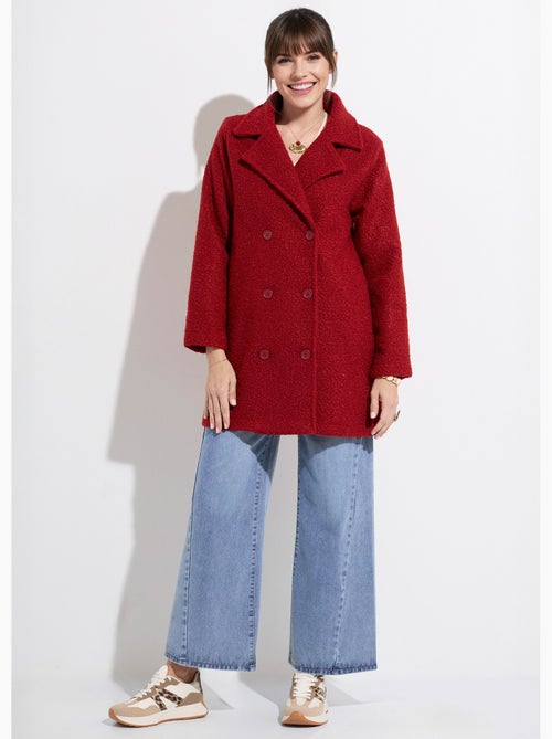 Caban long uni façon laine bouclée - Afibel - Kiabi