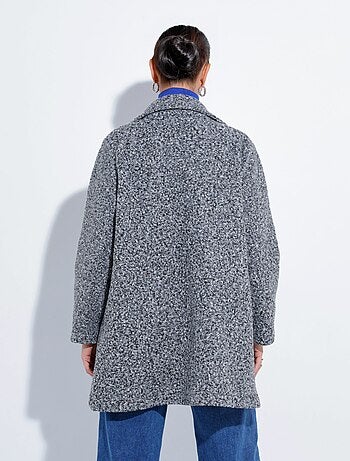 Caban long uni façon laine bouclée - Afibel