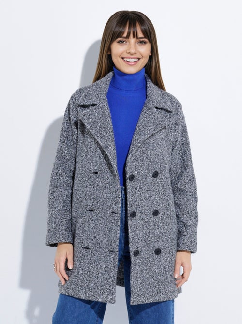 Caban long uni façon laine bouclée - Afibel - Kiabi