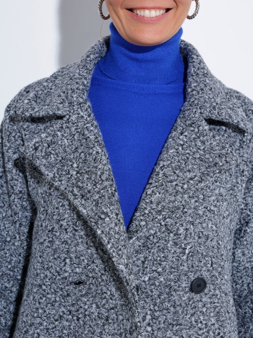 Caban long uni façon laine bouclée - Afibel - Kiabi