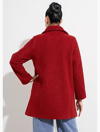 Caban long uni façon laine bouclée