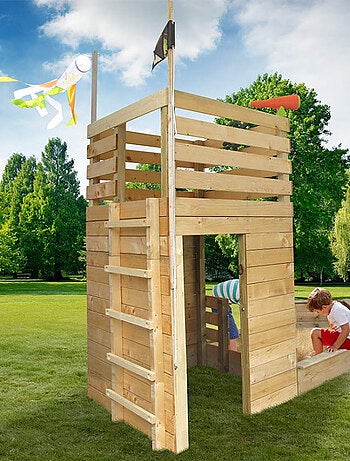 Cabane bateau en bois extérieur avec bac à sable PIRATE