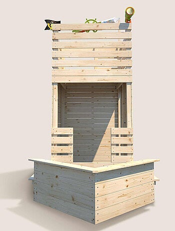 Cabane bateau en bois extérieur avec bac à sable PIRATE
