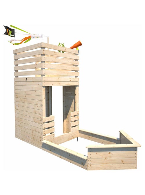 Cabane bateau en bois extérieur avec bac à sable PIRATE - Kiabi