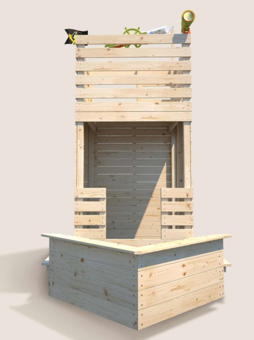 Cabane bateau en bois extérieur avec bac à sable PIRATE - Kiabi