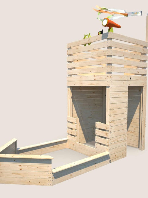 Cabane bateau en bois extérieur avec bac à sable PIRATE - Kiabi