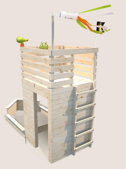 Cabane bateau en bois extérieur avec bac à sable PIRATE - Kiabi