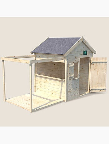 Cabane bois enfant avec pergola et comptoir EPICERIE