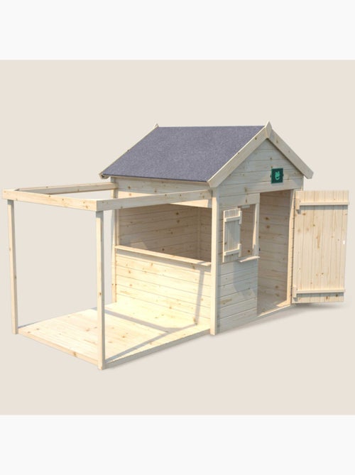 Cabane bois enfant avec pergola et comptoir EPICERIE - Kiabi