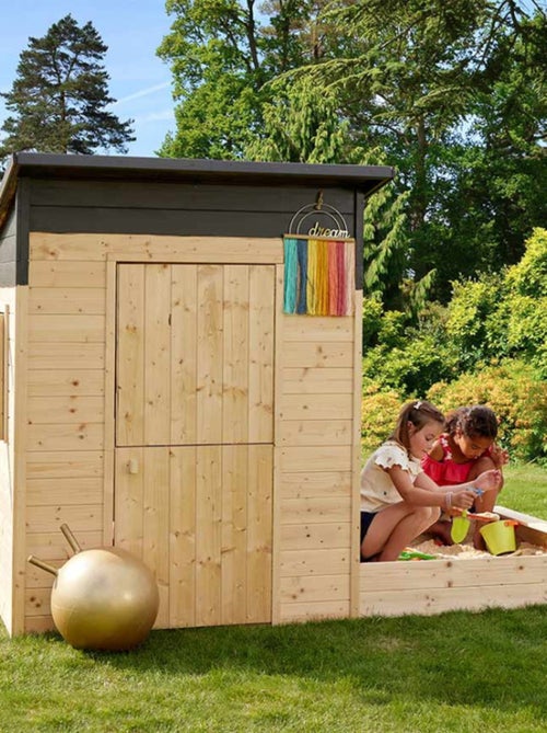Cabane en bois avec bac à sable intégré PALM SPRINGS - Kiabi