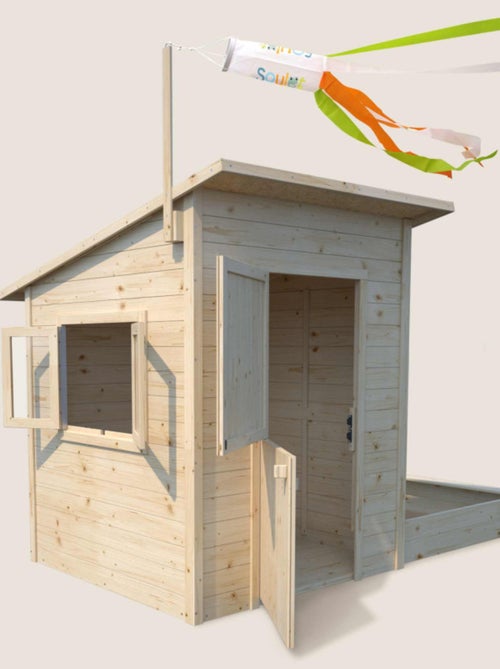 Cabane en bois avec bac à sable intégré PALM SPRINGS - Kiabi