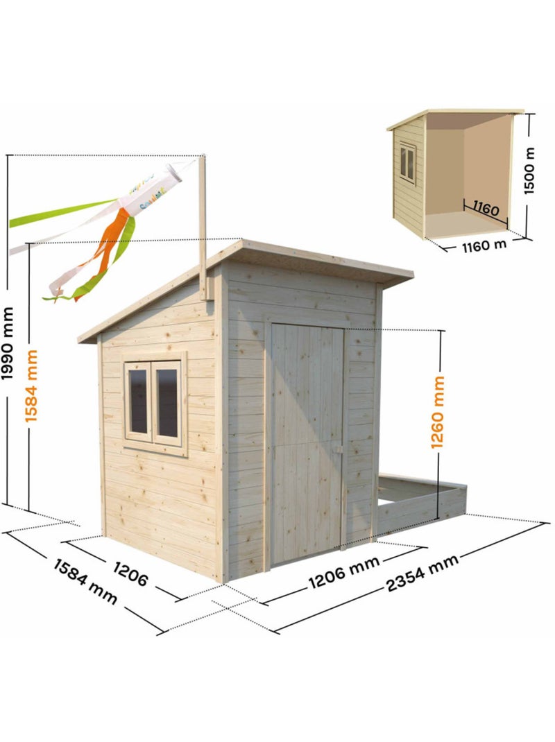 Cabane en bois avec bac à sable intégré PALM SPRINGS Marron - Kiabi