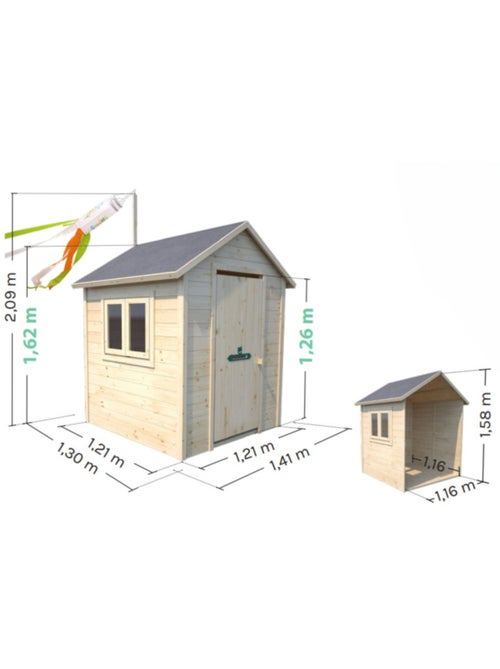 Cabane en bois avec fenêtre et boîte aux lettres GARANCE - Kiabi