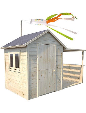 Cabane en bois avec pergola ajourée EUGENIE