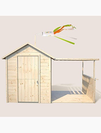 Cabane en bois avec pergola ajourée EUGENIE