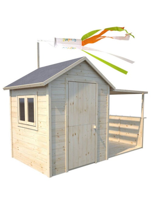 Cabane en bois avec pergola ajourée EUGENIE - Kiabi