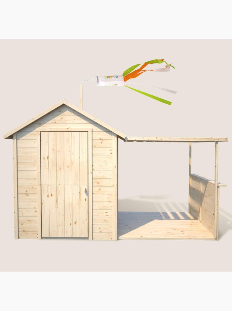 Cabane en bois avec pergola ajourée EUGENIE Marron - Kiabi