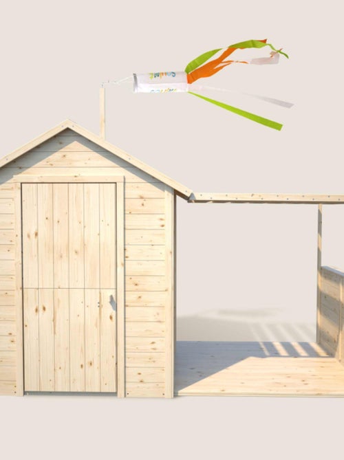 Cabane en bois avec pergola ajourée EUGENIE - Kiabi