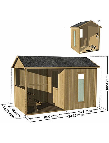Cabane en bois avec pergola et plancher