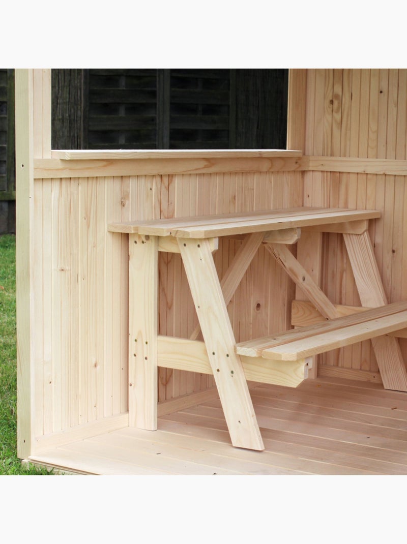 Cabane en bois avec pergola et plancher Marron - Kiabi