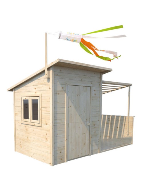 Cabane en bois avec pergola SANTA BARBARA - Kiabi