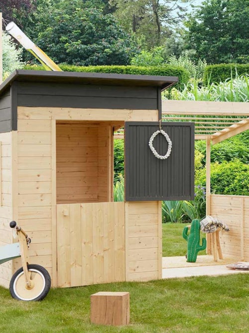 Cabane en bois avec pergola SANTA BARBARA - Kiabi