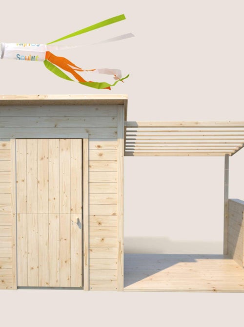 Cabane en bois avec pergola SANTA BARBARA - Kiabi