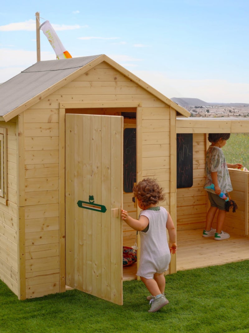 Cabane en bois avec préau SARAH Marron - Kiabi