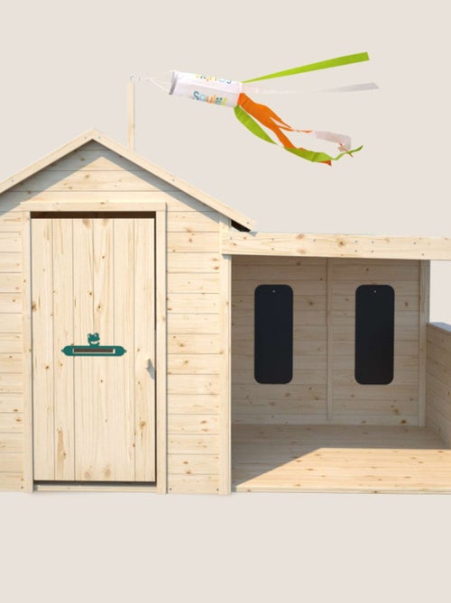 Cabane en bois avec préau SARAH - Kiabi