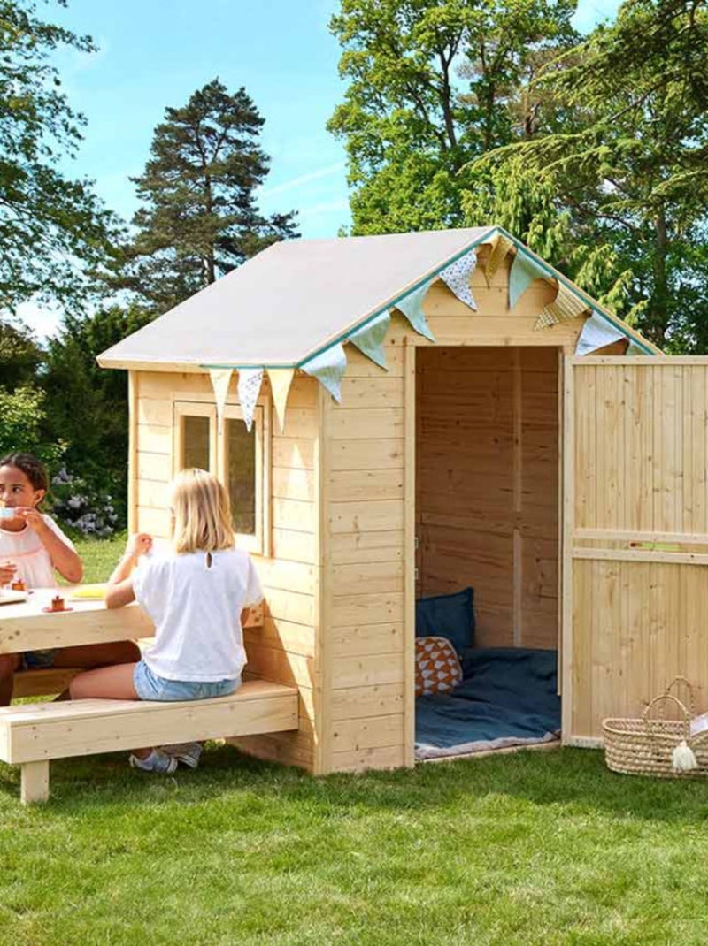 Cabane en bois avec table pique-nique TIANA Marron - Kiabi