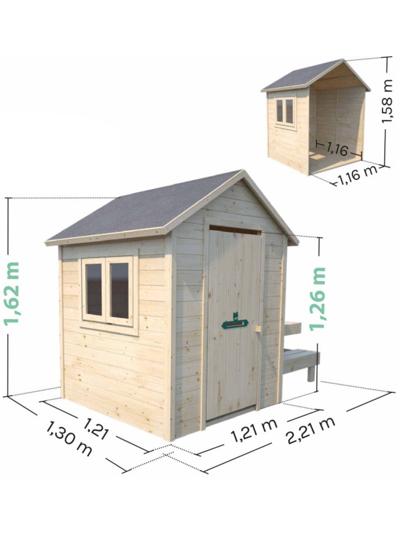 Cabane en bois avec table pique-nique TIANA Marron - Kiabi
