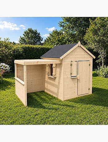 Cabane en bois enfant avec pergola ALPAGA