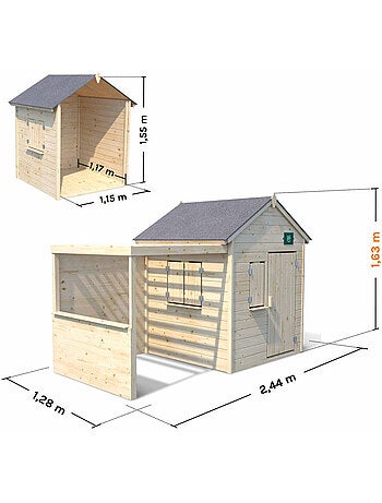 Cabane en bois enfant avec pergola ALPAGA