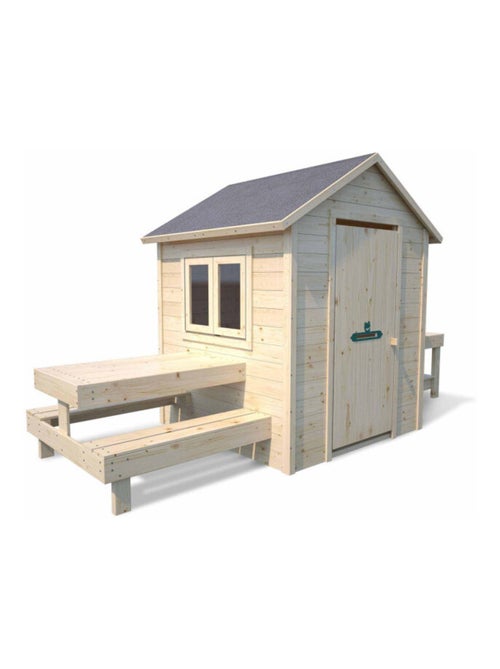 Cabane en bois enfant cuisine et table BLANCHE - Kiabi