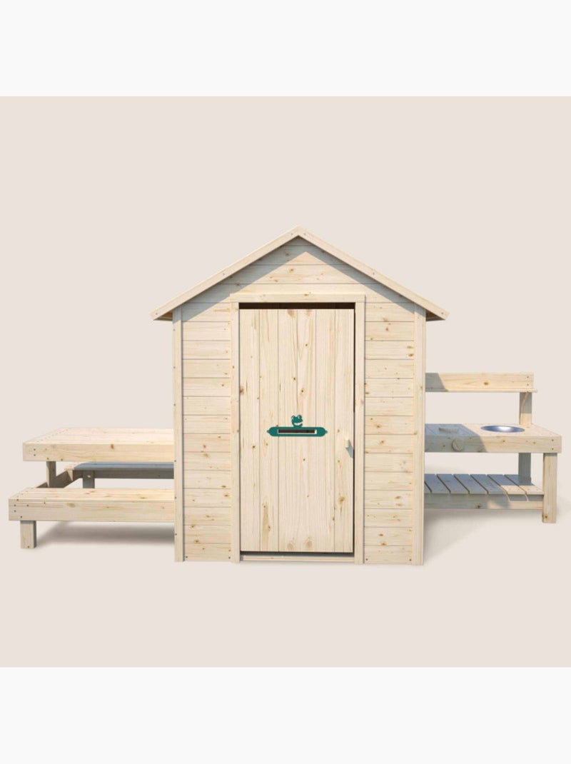 Cabane en bois enfant cuisine et table BLANCHE Marron - Kiabi