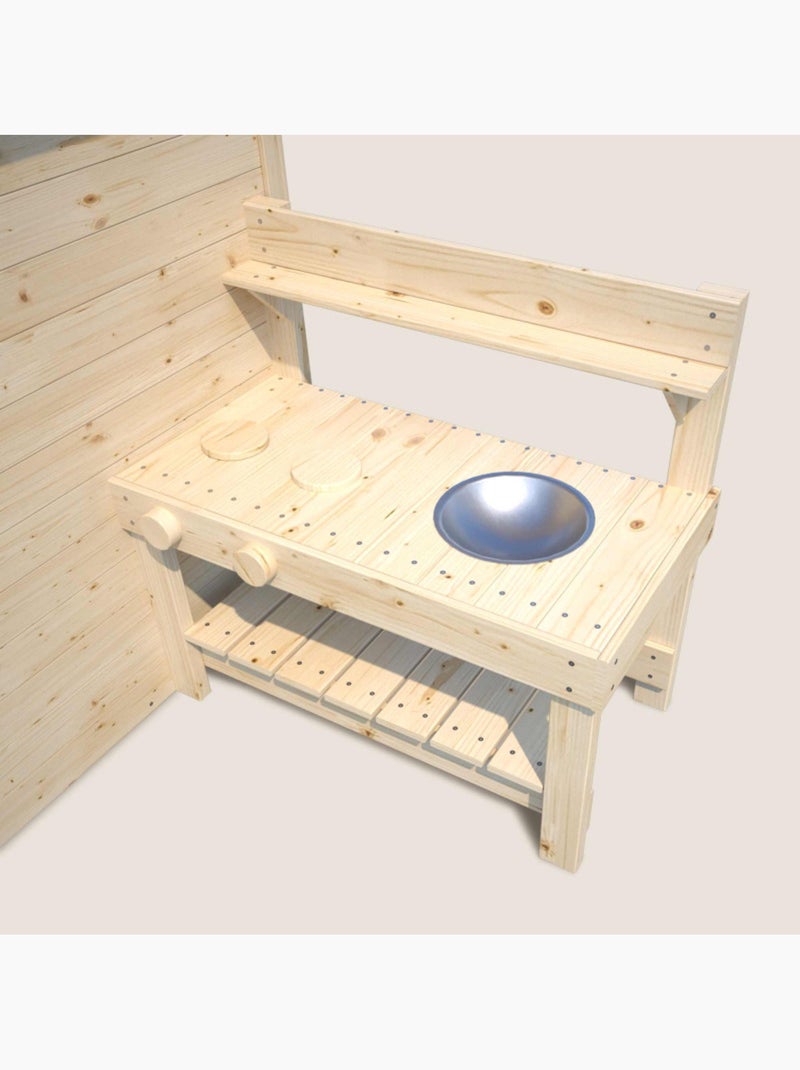 Cabane en bois enfant cuisine et table BLANCHE Marron - Kiabi