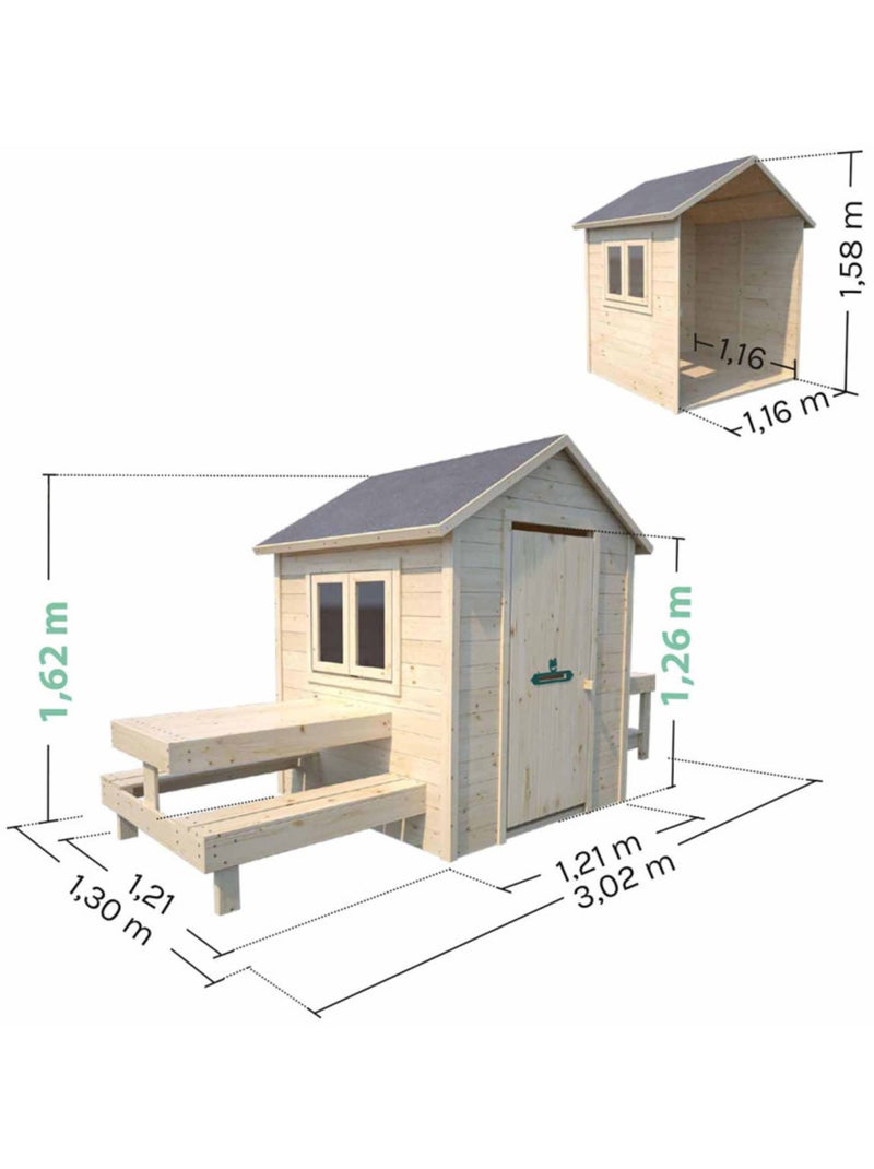 Cabane en bois enfant cuisine et table BLANCHE Marron - Kiabi