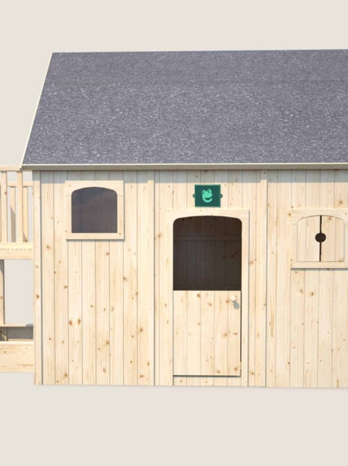 Cabane en bois sur pilotis avec mezzanine et bac à sable DUPLEX - Kiabi