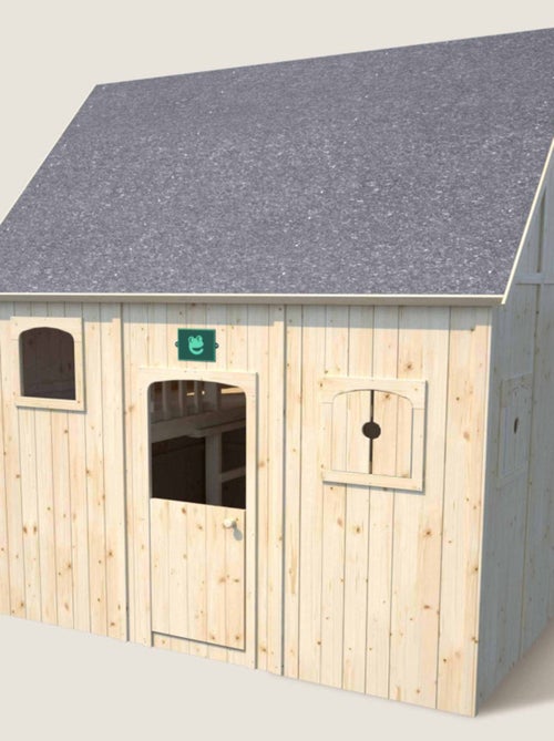 Cabane en bois sur pilotis avec mezzanine et bac à sable DUPLEX - Kiabi