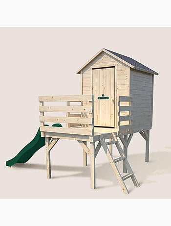 Cabane en bois sur pilotis avec toboggan JOSEPHINE