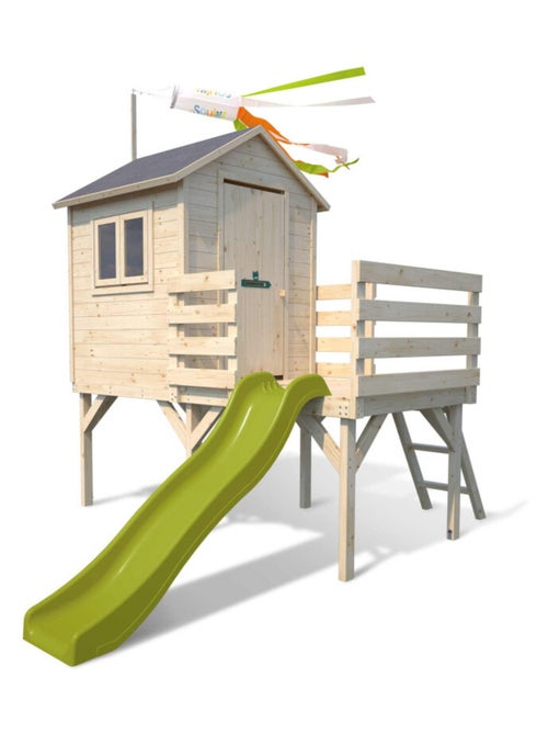 Cabane en bois sur pilotis avec toboggan JOSEPHINE - Kiabi