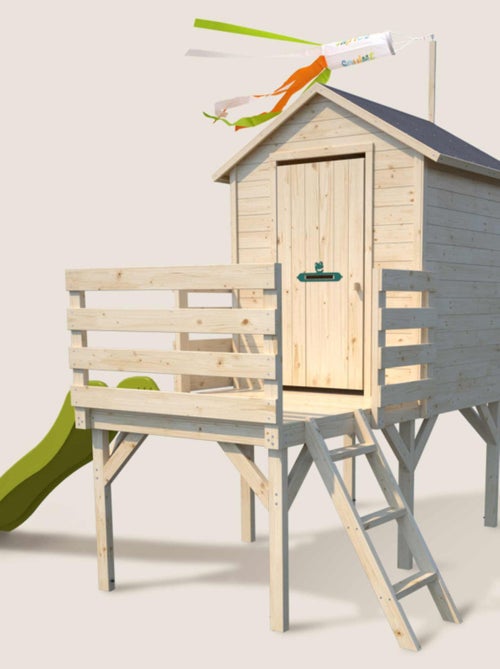 Cabane en bois sur pilotis avec toboggan JOSEPHINE - Kiabi