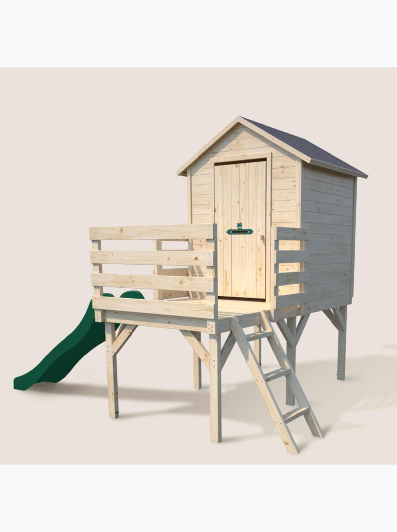 Cabane en bois sur pilotis avec toboggan JOSEPHINE Marron - Kiabi