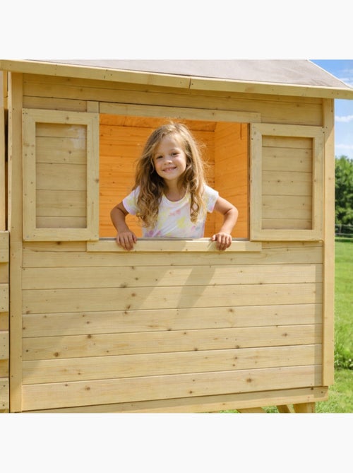 Cabane en bois sur pilotis avec toboggan JOSEPHINE - Kiabi