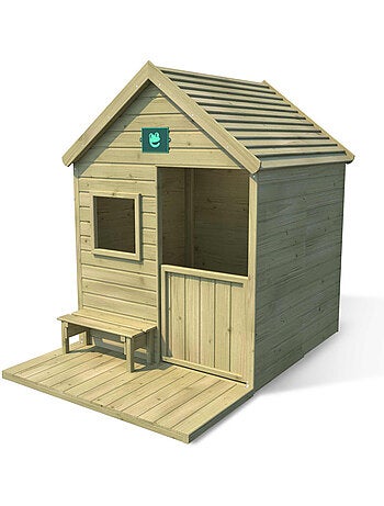 Cabane en bois traité avec terrasse et banc HEIDI