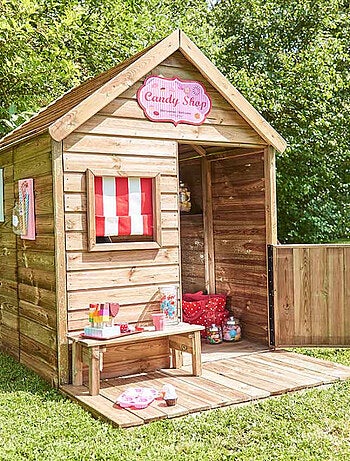Cabane en bois traité avec terrasse et banc HEIDI