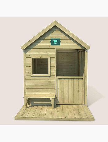 Cabane en bois traité avec terrasse et banc HEIDI
